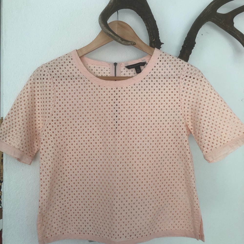 Banana Republic Blush Eyelet Short-Sleeve Top